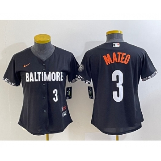 Youth Baltimore Orioles #3 Jorge Mateo Number Black 2023 City Connect Cool Base Stitched Jersey - Ujersey