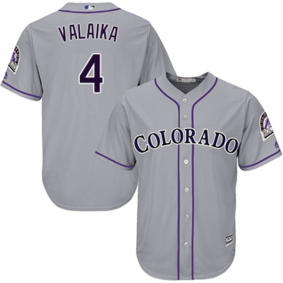 Youth Majestic Colorado Rockies #4 Pat Valaika Replica Grey Road Cool Base MLB Jersey - Ujersey