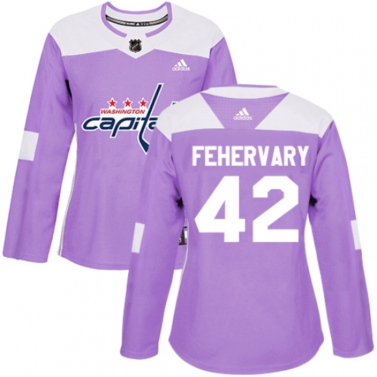Women's Adidas Washington Capitals #42 Martin Fehervary Authentic Purple Fights Cancer Practice NHL Jersey - Ujersey