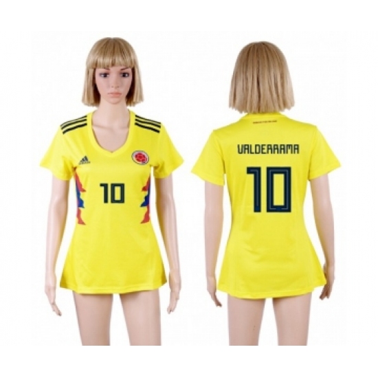 Women's Colombia #10 Valderrama Home Soccer Country Jersey