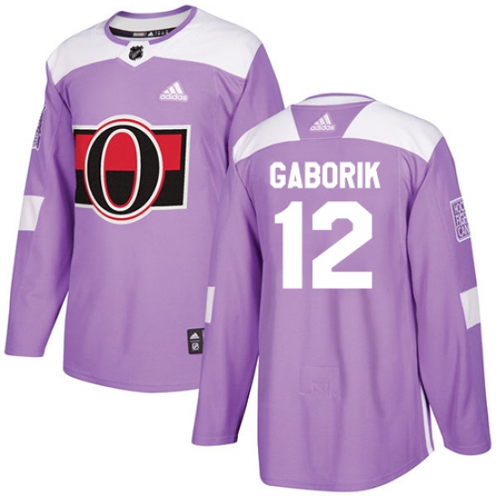 Youth Adidas Ottawa Senators #12 Marian Gaborik Authentic Purple Fights Cancer Practice NHL Jersey - Ujersey
