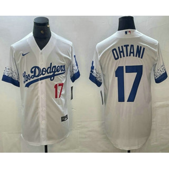 Men's Los Angeles Dodgers #17 Shohei Ohtani Number White 2021 City Connect Cool Base Stitched Jersey - Ujersey