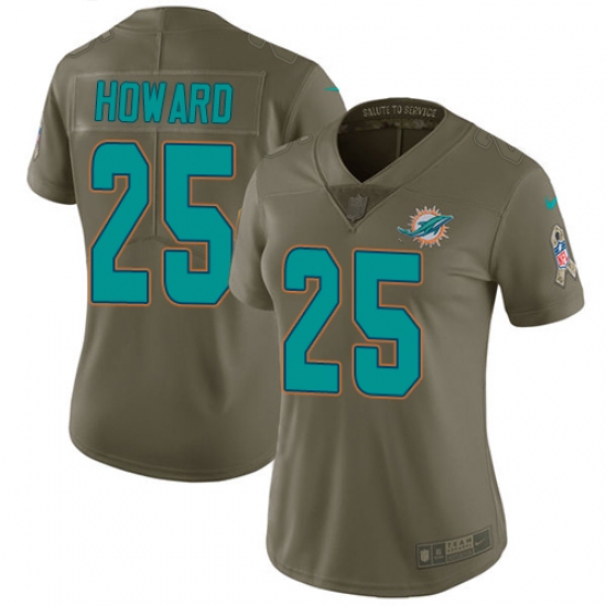 Women's Nike Miami Dolphins #25 Xavien Howard Limited Olive 2017 Salute to Service NFL Jersey - Ujersey