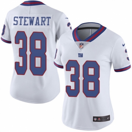 Women's Nike New York Giants #38 Jonathan Stewart Limited White Rush Vapor Untouchable NFL Jersey - Ujersey