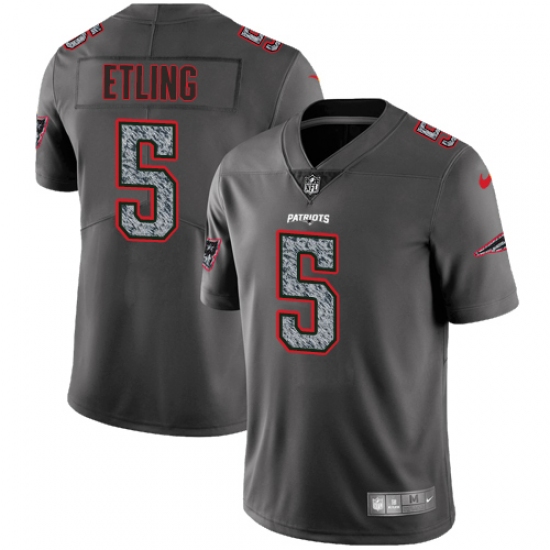 Men's Nike New England Patriots #5 Danny Etling Gray Static Vapor Untouchable Limited NFL Jersey - Ujersey