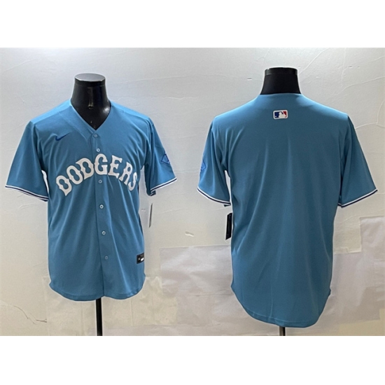 Men's Los Angeles Dodgers Blank Light Blue Limited Stitched Baseball Jersey - Ujersey