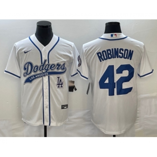 Men's Los Angeles Dodgers #42 Jackie Robinson White Cool Base Stitched Baseball Jersey1 - Ujersey
