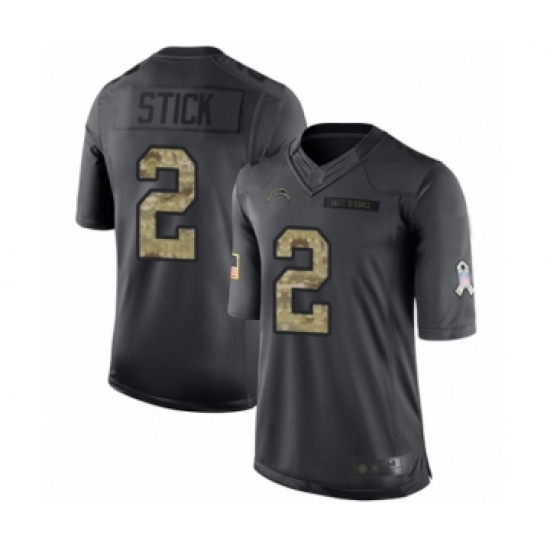 Youth Los Angeles Chargers #2 Easton Stick Limited Black 2016 Salute to Service Football Jersey - Ujersey