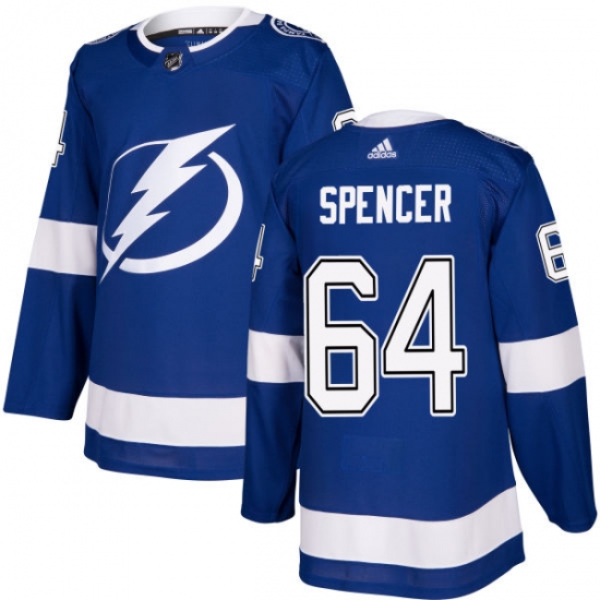 Youth Adidas Tampa Bay Lightning #64 Matthew Spencer Authentic Royal Blue Home NHL Jersey - Ujersey