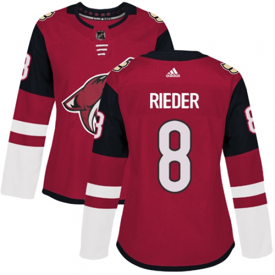 Women's Adidas Arizona Coyotes #8 Tobias Rieder Premier Burgundy Red Home NHL Jersey - Ujersey