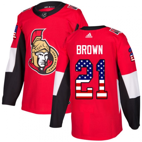 Youth Adidas Ottawa Senators #21 Logan Brown Authentic Red USA Flag Fashion NHL Jersey - Ujersey