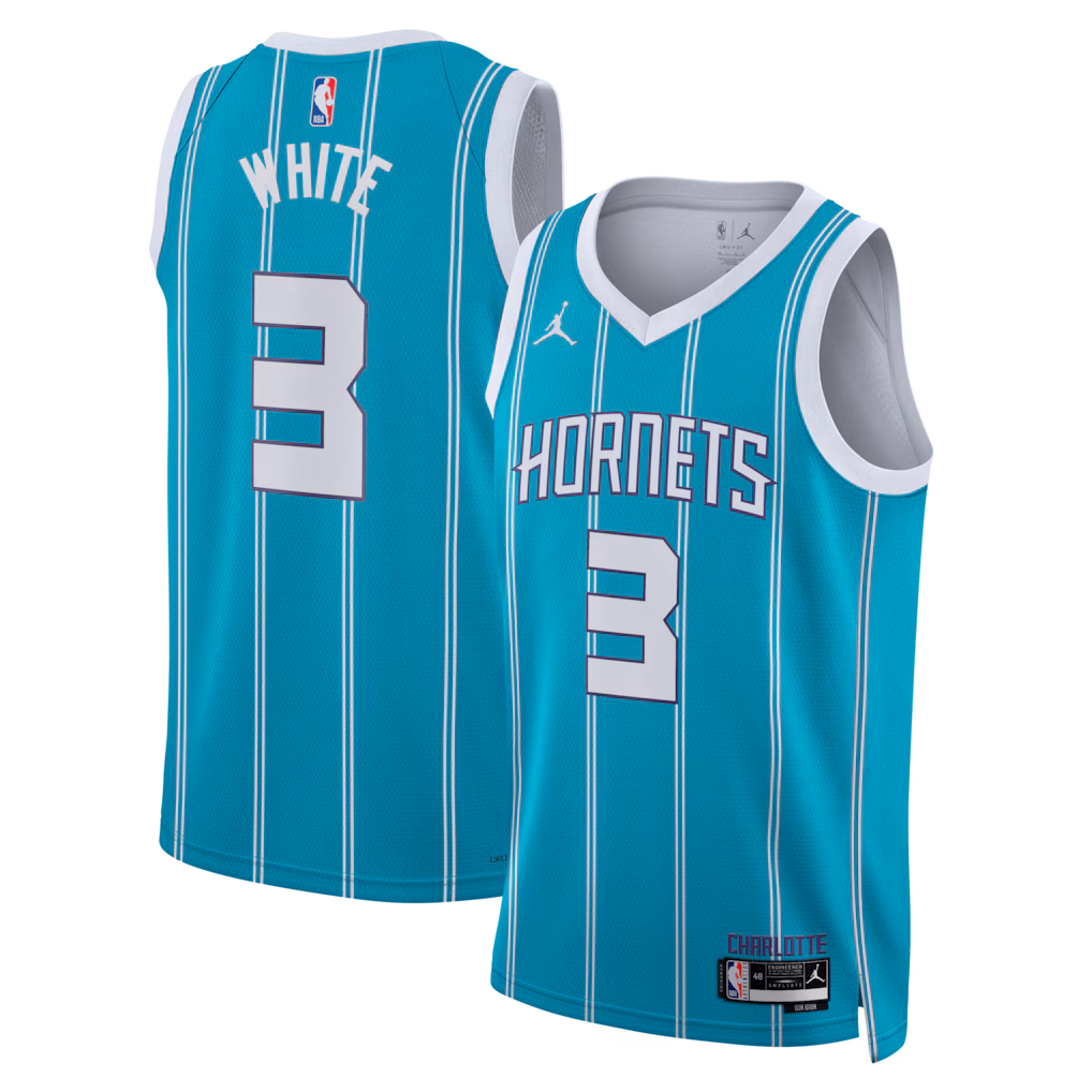 Unisex Charlotte Hornets Coby White Jordan Brand Teal Swingman Jersey - Icon Edition - ujerseystore