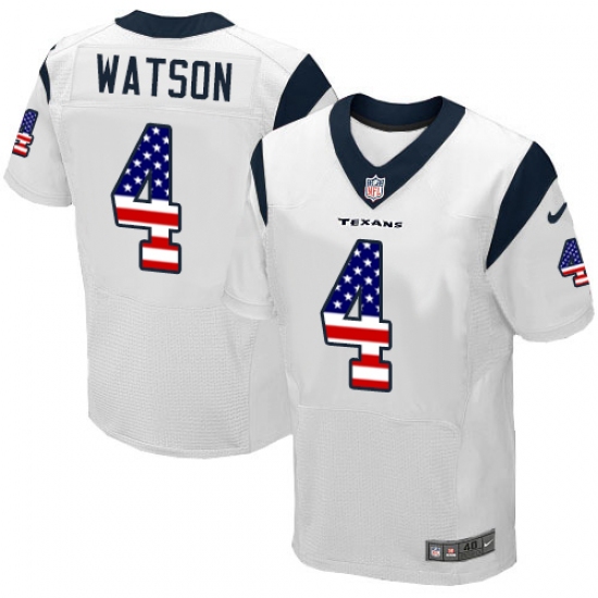 Men's Nike Houston Texans #4 Deshaun Watson Elite White Road USA Flag Fashion NFL Jersey - ujerseystore