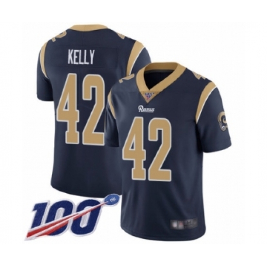 Men's Los Angeles Rams #42 John Kelly Navy Blue Team Color Vapor Untouchable Limited Player 100th Season Football Jersey - Ujersey