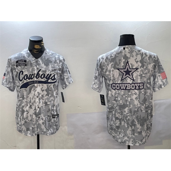 Men's Dallas Cowboys Team Big Logo 2024 Arctic Camo Salute To Service Stitched Baseball Jerseys - Ujersey