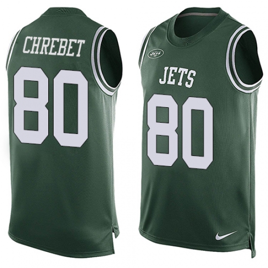 Men's Nike New York Jets #80 Wayne Chrebet Limited Green Player Name & Number Tank Top NFL Jersey - Ujersey