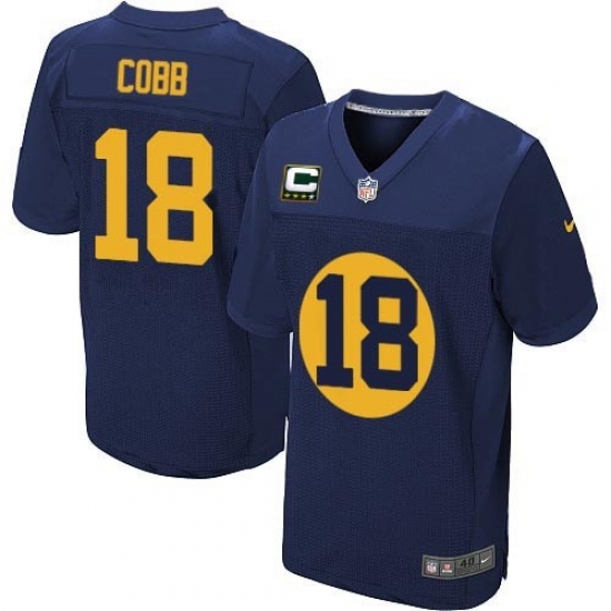 Men's Nike Green Bay Packers #18 Randall Cobb Elite Navy Blue Alternate C Patch NFL Jersey - Ujersey
