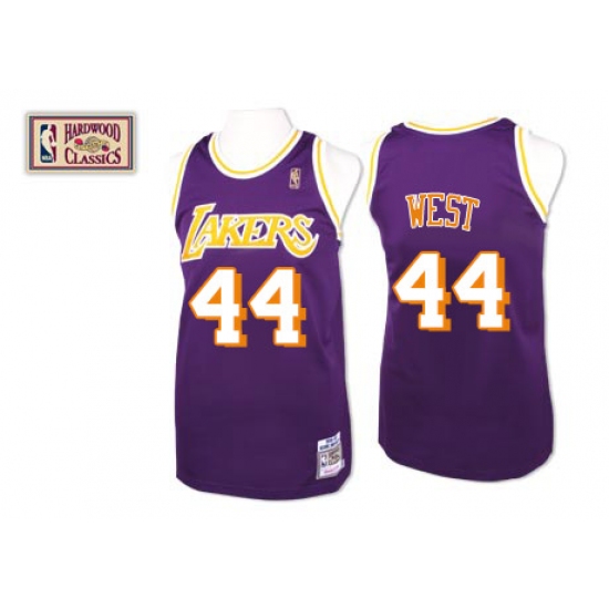 Men's Mitchell and Ness Los Angeles Lakers #44 Jerry West Authentic Purple Throwback NBA Jersey - Ujersey