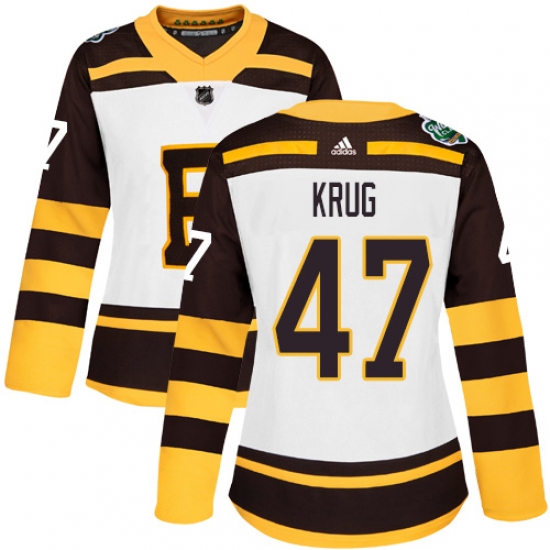Women's Adidas Boston Bruins #47 Torey Krug Authentic White 2019 Winter Classic NHL Jersey - Ujersey