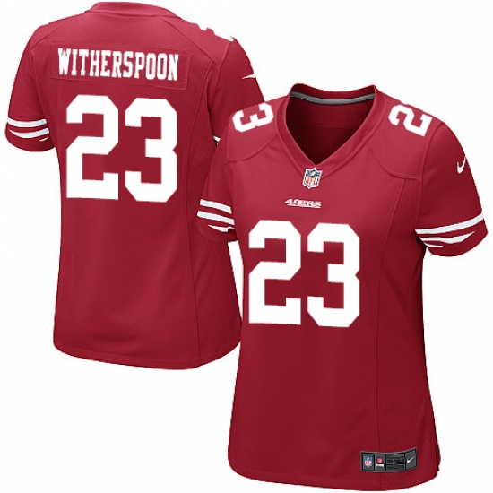 Women's Nike San Francisco 49ers #23 Ahkello Witherspoon Game Red Team Color NFL Jersey - Ujersey