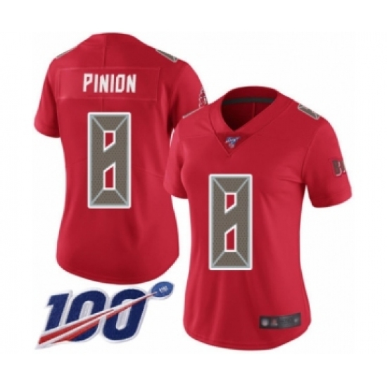 Women's Tampa Bay Buccaneers #8 Bradley Pinion Limited Red Rush Vapor Untouchable 100th Season Football Jersey - Ujersey