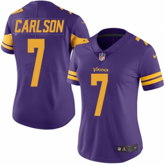 Women's Nike Minnesota Vikings #7 Daniel Carlson Limited Purple Rush Vapor Untouchable NFL Jersey - Ujersey