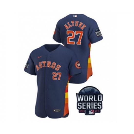 Men's Houston Astros #27 Jose Altuve 2021 Navy World Series Flex Base Stitched Baseball Jersey - Ujersey