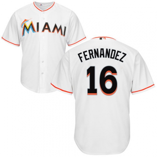 Men's Majestic Miami Marlins #16 Jose Fernandez Replica White Home Cool Base MLB Jersey - Ujersey