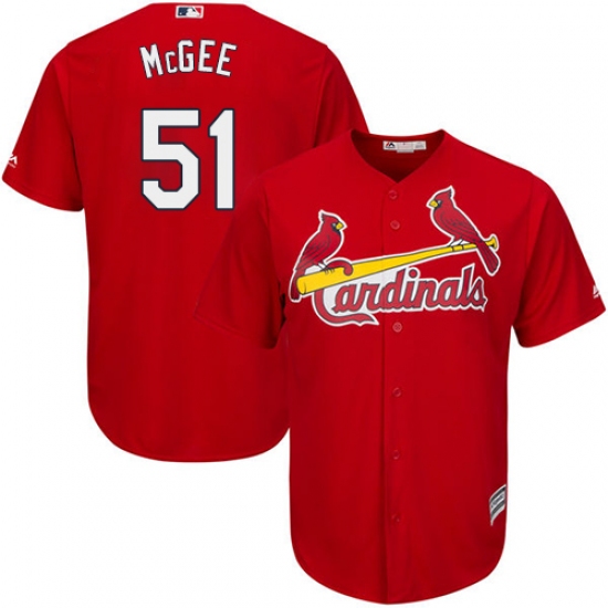 Youth Majestic St. Louis Cardinals #51 Willie McGee Authentic Red Alternate Cool Base MLB Jersey - Ujersey