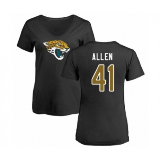 Football Women's Jacksonville Jaguars #41 Josh Allen Black Name & Number Logo Slim Fit T-Shirt - Ujersey