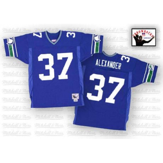 Mitchell And Ness Seattle Seahawks #37 Shaun Alexander Blue Authentic Throwback NFL Jersey - Ujersey