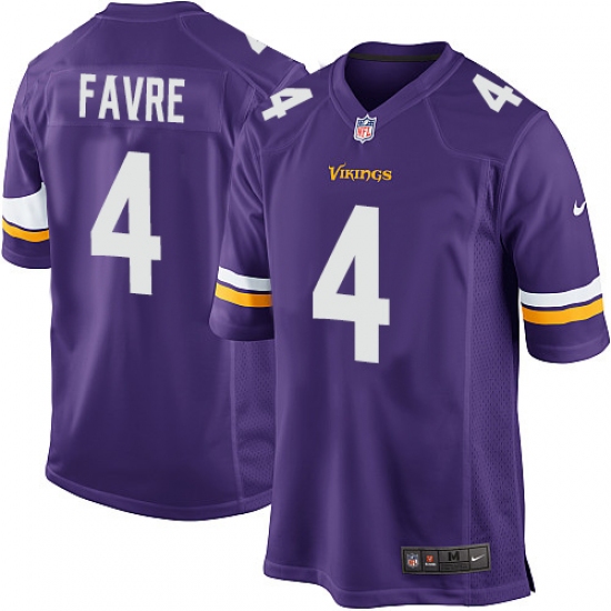 Men's Nike Minnesota Vikings #4 Brett Favre Game Purple Team Color NFL Jersey - Ujersey