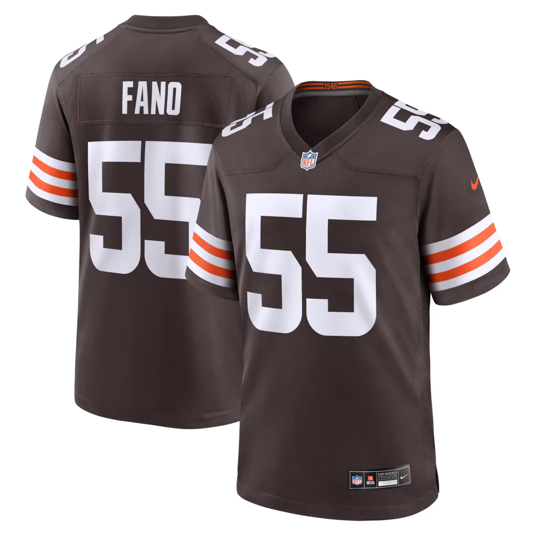Men's Cleveland Browns Spencer Fano Nike Brown 2026 NFL Draft First Round Pick No. 9 Team Game Jersey