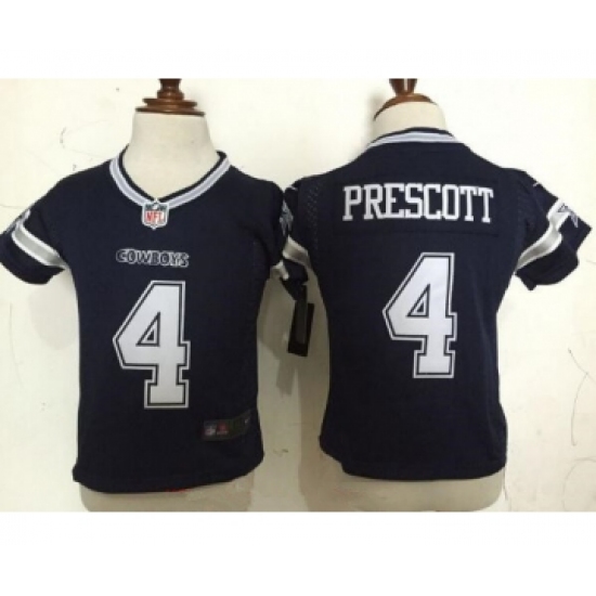 Toddler Dallas Cowboys #4 Dak Prescott Navy Blue Team Color Stitched NFL Nike Game Jersey - Ujersey
