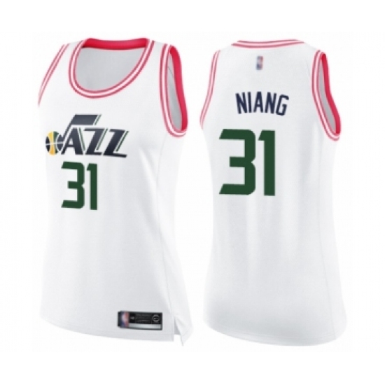 Women's Utah Jazz #31 Georges Niang Swingman White Pink Fashion Basketball Jersey - Ujersey