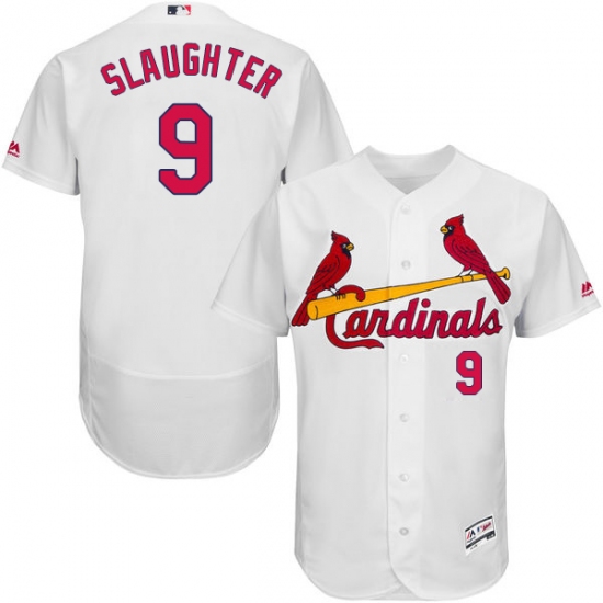Men's Majestic St. Louis Cardinals #9 Enos Slaughter White Home Flex Base Authentic Collection MLB Jersey - Ujersey