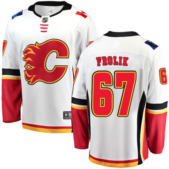 Men's Calgary Flames #67 Michael Frolik Fanatics Branded White Away Breakaway NHL Jersey - Ujersey