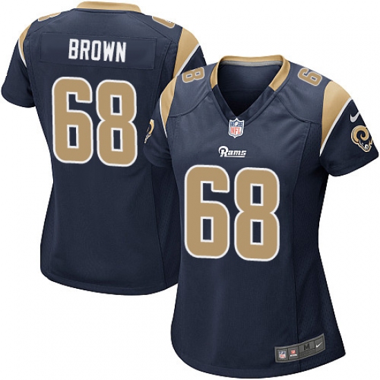 Women's Nike Los Angeles Rams #68 Jamon Brown Game Navy Blue Team Color NFL Jersey - Ujersey