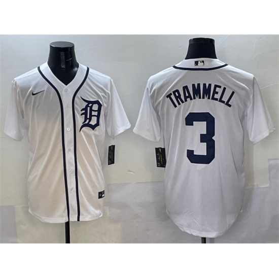 Men's Detroit Tigers #3 Alan Trammell White Cool Base Stitched Baseball Jersey - Ujersey