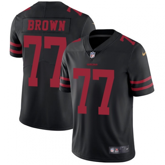 Men's Nike San Francisco 49ers #77 Trent Brown Black Alternate Vapor Untouchable Limited Player NFL Jersey - Ujersey