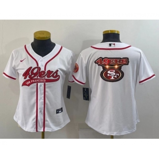 Women's San Francisco 49ers White Team Big Logo With Patch Cool Base Stitched Baseball Jersey - Ujersey