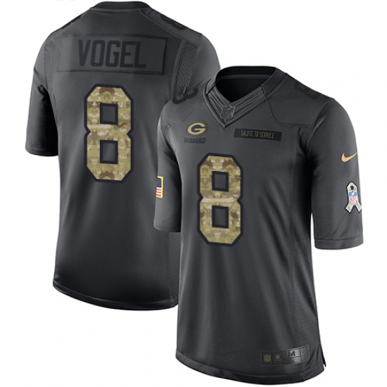 Men's Nike Green Bay Packers #8 Justin Vogel Limited Black 2016 Salute to Service NFL Jersey - Ujersey