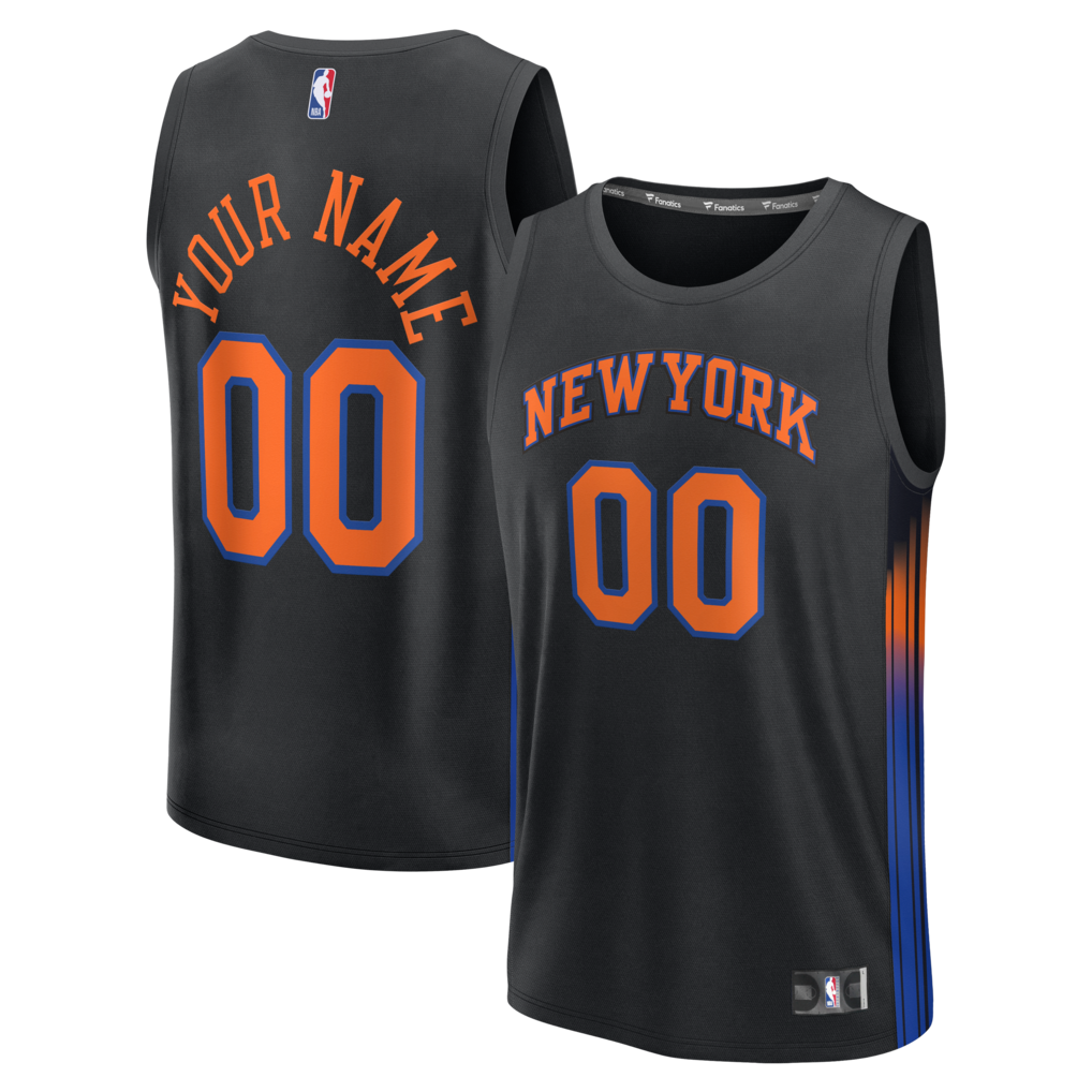 Youth New York Knicks Fanatics Black Fast Break Custom Jersey - Statement Edition - Ujersey NHL
