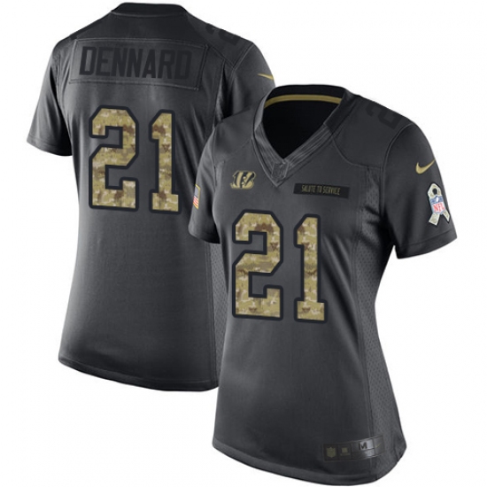 Women's Nike Cincinnati Bengals #21 Darqueze Dennard Limited Black 2016 Salute to Service NFL Jersey - Ujersey