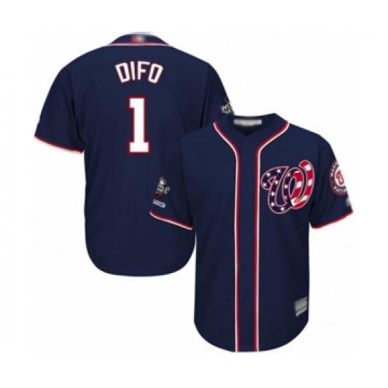 Youth Washington Nationals #1 Wilmer Difo Authentic Navy Blue Alternate 2 Cool Base 2019 World Series Champions Baseball Jersey - Ujersey