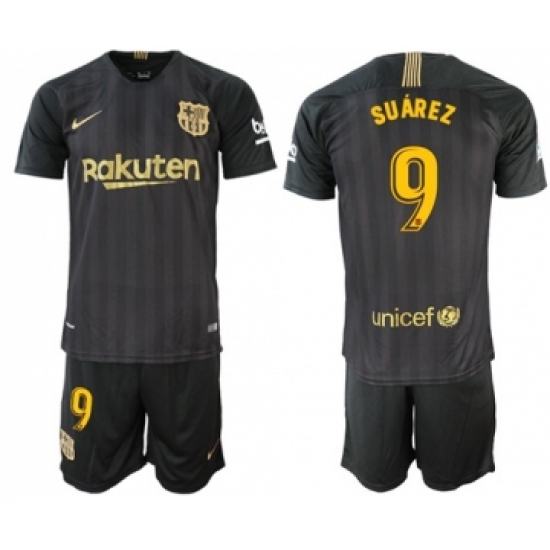 Barcelona #9 Suarez Black Soccer Club Jersey