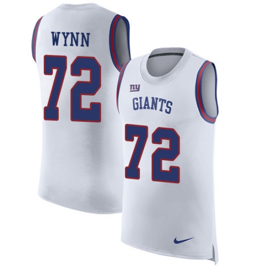 Men's Nike New York Giants #72 Kerry Wynn White Rush Player Name & Number Tank Top NFL Jersey - Ujersey