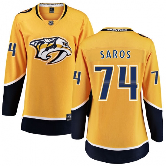 Women's Nashville Predators #74 Juuse Saros Fanatics Branded Gold Home Breakaway NHL Jersey - Ujersey