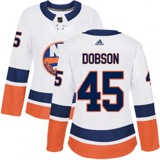 Women's Adidas New York Islanders #45 Noah Dobson Authentic White Away NHL Jersey - Ujersey