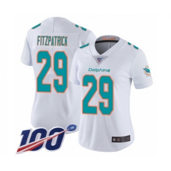 Women's Nike Miami Dolphins #29 Minkah Fitzpatrick White Vapor Untouchable Limited Player 100th Season NFL Jersey - Ujersey